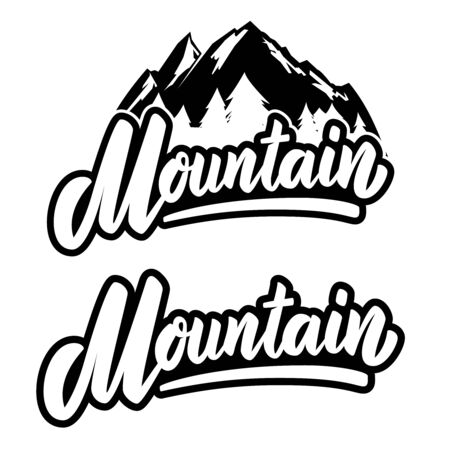 Mountain. Lettering phrase isolated on white. Design element for poster, card, banner, sign. Vector illustrationのイラスト素材