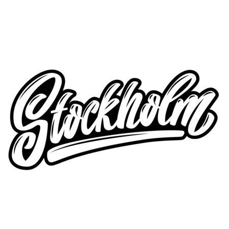 Stockholm (capital of Sweden).  Lettering phrase on white background. Design element for poster, banner, t shirt, emblem. Vector illustrationのイラスト素材