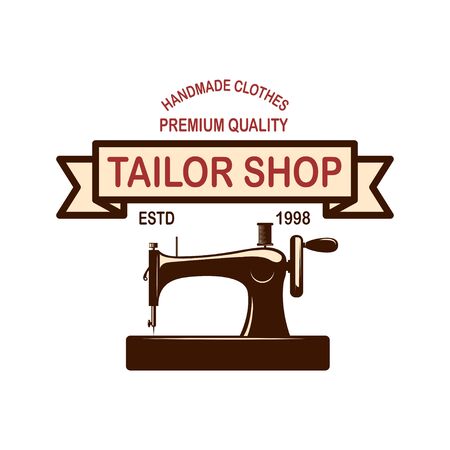 Tailor shop emblem template. Design element for  label, sign, poster. Vector illustrationのイラスト素材
