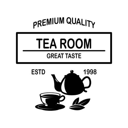 Tea shop emblem template. Design element for label, sign, poster, flyer. Vector illustrationのイラスト素材