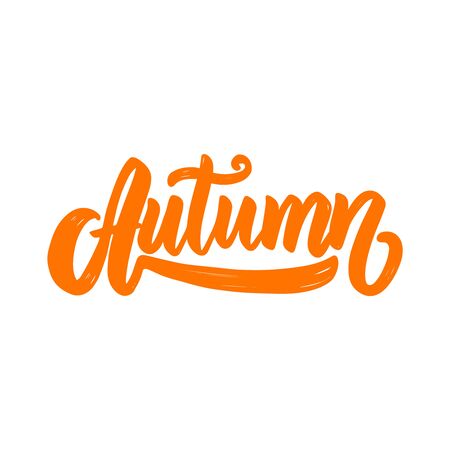 Autumn. Lettering phrase on light background. Design element for poster, card, banner. Vector illustrationのイラスト素材