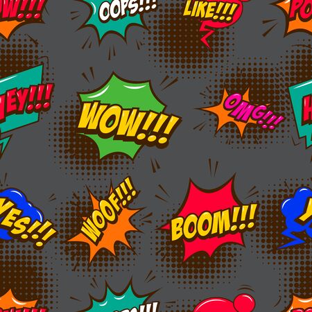 Seamless pattern with comic style speech clouds. Design element for poster, card, banner, t shirt. Vector illustrationのイラスト素材