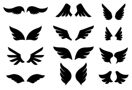 Set of the wing icons. Design element for poster, emblem, sign, label. Vector illustrationのイラスト素材