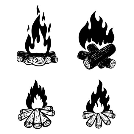 Set of campfire illustration. For poster, card, banner, flyer. Vector illustrationのイラスト素材