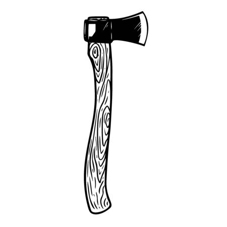 Hand drawn axe illustration isolated on white background. Design element for emblem, sign, badge. Vector illustrationのイラスト素材