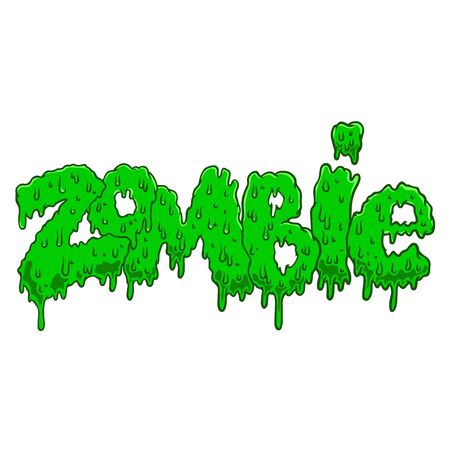 Zombie. Lettering phrase in slime style. Halloween theme. Design element for poster, card, banner, sign. Vector illustrationのイラスト素材