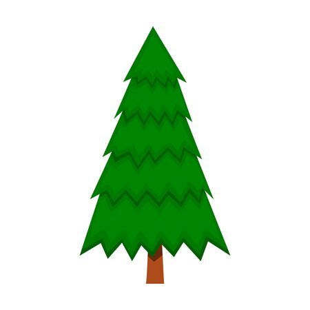 Illustration of pine tree in cartoon style isolated on white background. Design element for poster, banner, card, emblem. Vector illustrationのイラスト素材
