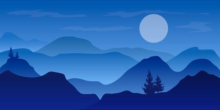 Poster template with wild mountains landscape. Vector illustrationのイラスト素材