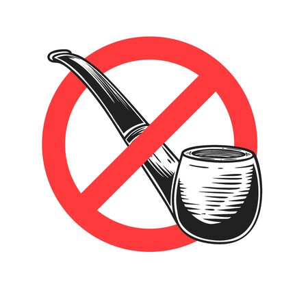 Dont smoke. Stop sign with smoking pipe. Design element for poster, card, banner, sign. Vector illustrationのイラスト素材