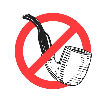 Dont smoke. Stop sign with smoking pipe. Design element for poster, card, banner, sign. Vector illustrationのイラスト素材