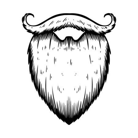 Illustration of beard in engraving style on white background. Design elements for poster, t-shirt. Vector illustration.のイラスト素材