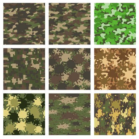 Set of camouflage patterns. Design element for poster, clothes decoration, card, banner. Vector illustrationのイラスト素材