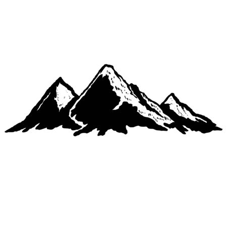 Illustration of mountains in vintage style. Design element for logo, label, sign, poster, t shirt. Vector illustrationのイラスト素材