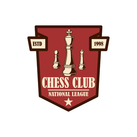 Chess club emblem template. Design element for emblem, sign,  label, poster, card. Vector illustrationのイラスト素材