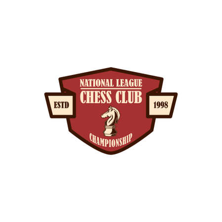 Chess club emblem template. Design element for emblem, sign, logo, label, poster, card. Vector illustrationのイラスト素材