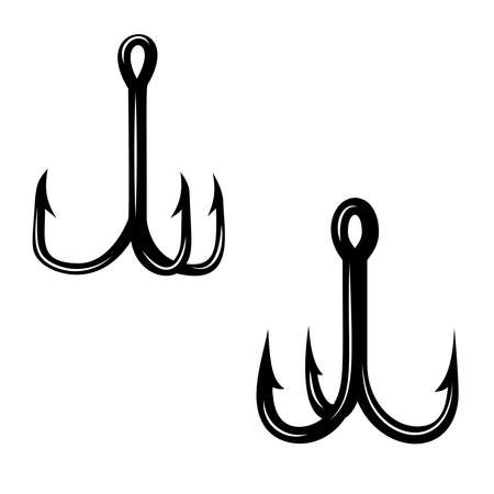 Set of illustrations of fishing hooks. Design element for logo, label, sign, poster, t shirt. Vector illustrationのイラスト素材