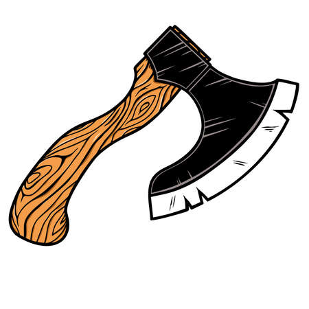 Illustration of lumberjack ax in vintage monochrome style.のイラスト素材