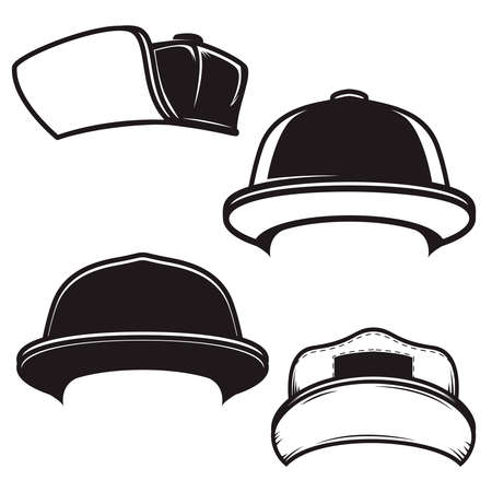 Set of illustrations of baseball caps.のイラスト素材