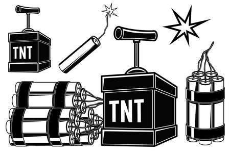 Illustration of dynamite sticks and detonator isolated on white backgroundのイラスト素材