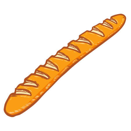 Illustration of french bread. Design element for poster, card, banner, menu. Vector illustrationのイラスト素材