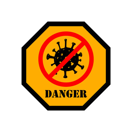 Coronavirus danger. Emblem with coronavirus sign. Design element for emblem, badge, poster. Vector illustrationのイラスト素材