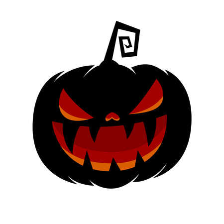 Illustration of scary halloween pumpkin. Design element for poster, card, banner, sign, emblem. Vector illustrationのイラスト素材