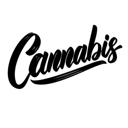 Cannabis. Lettering phrase isolated on white background. Design element for poster, card, banner, sign. Vector illustrationのイラスト素材