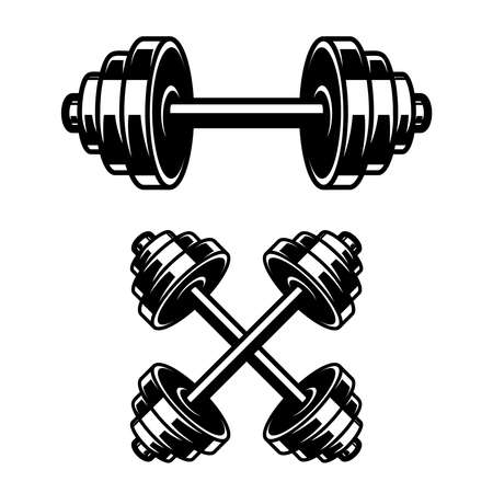 Fitness dumbbells isolated on white background. Design element for  label, sign, emblem, poster. Vector illustrationのイラスト素材