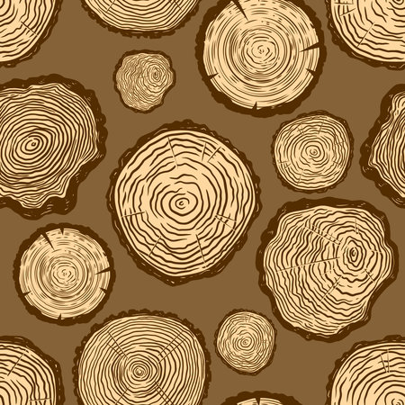 Seamless pattern with wood cuts. Design element for poster, banner, card. Vector illustrationのイラスト素材