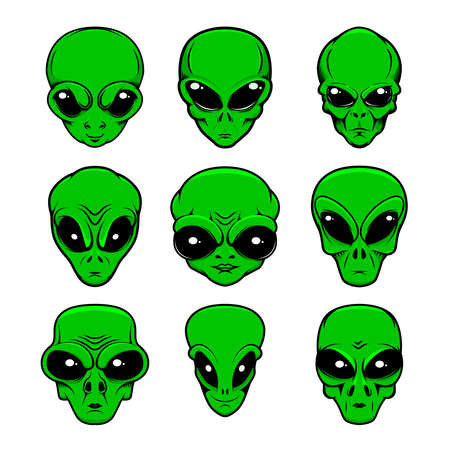 Illustration of alien head in monochrome style.のイラスト素材