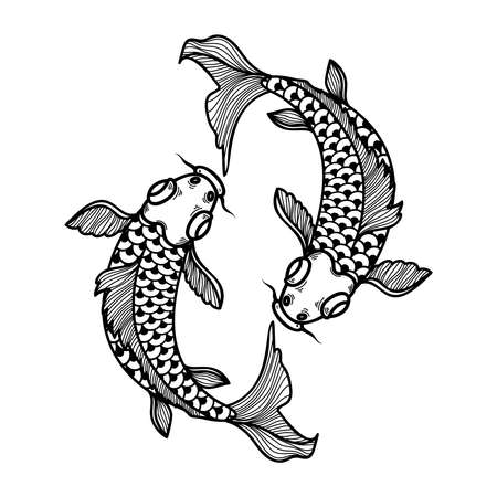 Illustration of carp koi. Design element for poster, card, banner, menu. Vector illustrationのイラスト素材