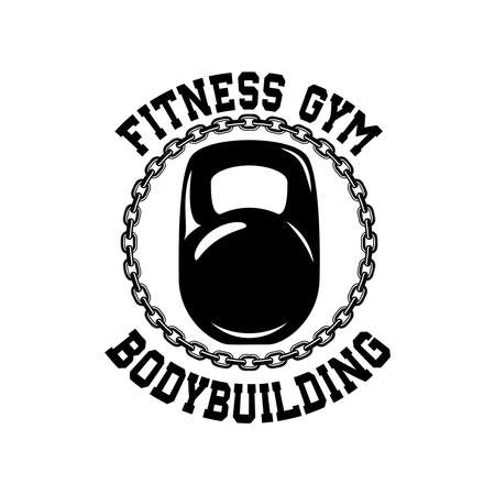 bodybuilding. Emblem template with kettlebell. Design element for logo, label, sign, poster, t shirt. vector illustrationのイラスト素材