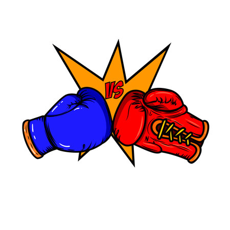 Illustration of fighting boxing gloves. Design element for   label, sign, emblem, poster. vector illustrationのイラスト素材