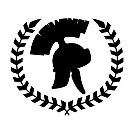 Spartan helmet with laurel wreath. Design element for logo, emblem, sign, poster, t shirt. vector illustrationのイラスト素材