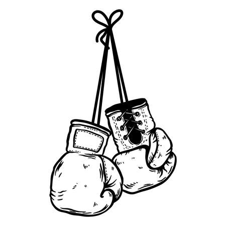 Illustration of retro style boxing gloves. Design element for logo, label, sign, emblem. vector illustrationのイラスト素材
