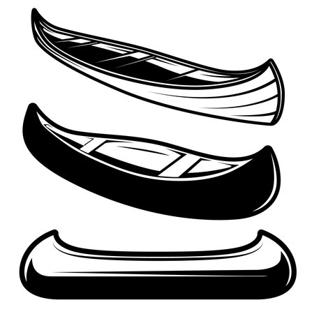 Set of illustrations of kayak, canoe, boats. Design element for poster, card, banner, sign. vector illustrationのイラスト素材