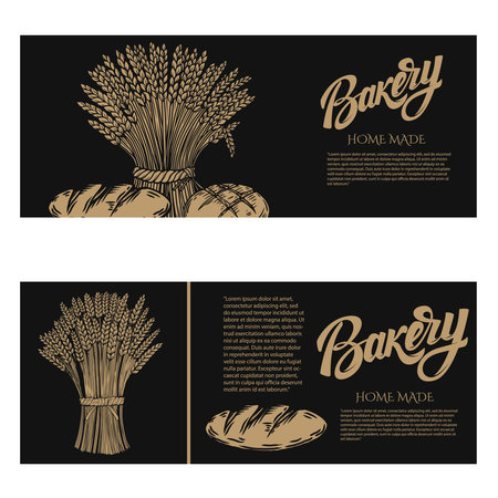 Bakery flyer template. Design element for package, banner, flyer, card. vector illustrationのイラスト素材