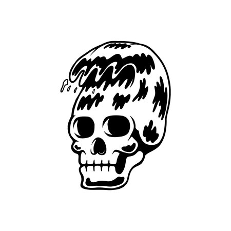 illustration of skull with waves. summer theme. Design element for poster, card, banner, emblem, sign. vector illustrationのイラスト素材