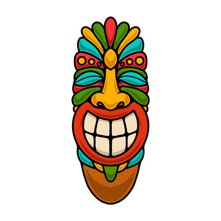 Illustration of tiki idol. Design element for poster, card, banner, emblem, sign. vector illustrationのイラスト素材