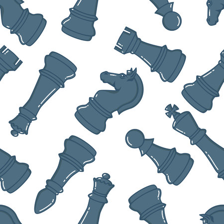 Seamless pattern with chess figures. Design element for decoration, poster, banner. vector illustrationのイラスト素材