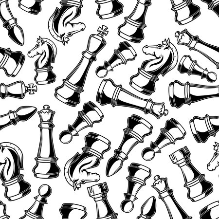 Seamless pattern with chess figures. Design element for decoration, poster, banner. vector illustrationのイラスト素材