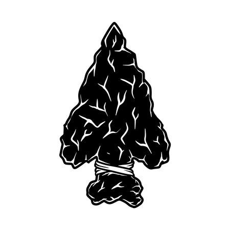 illustration of stone arrow head. Design element for poster, card, banner, logo, emblem. vector...