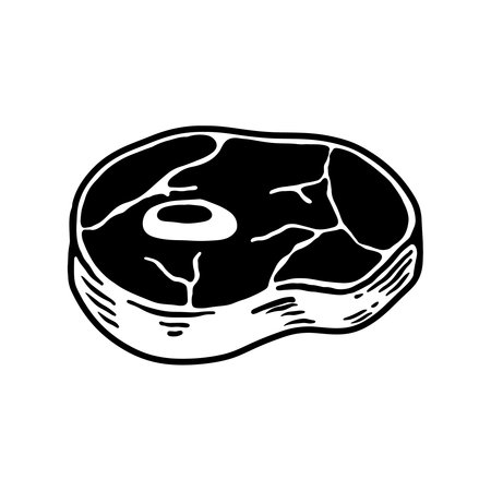Illustration of a piece of meat for steak. Design element for poster, card, banner, emblem, sign. vector illustrationのイラスト素材