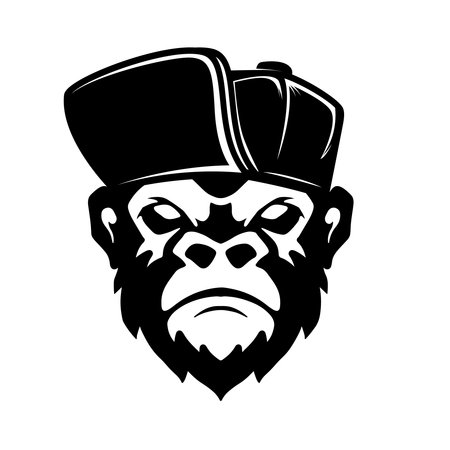 Illustration of monkey in a cap. Design element for t shirt, poster, card, emblemのイラスト素材
