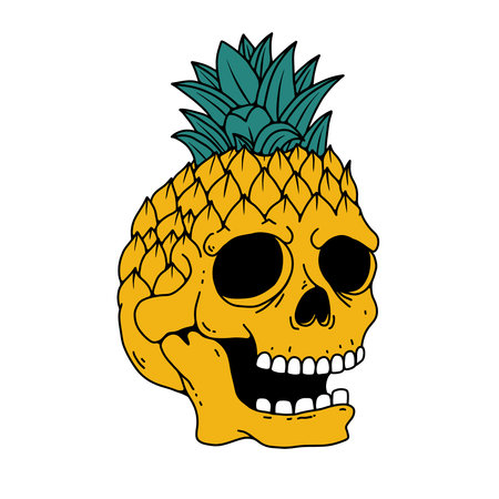 Pineapple skull. Summer themeのイラスト素材