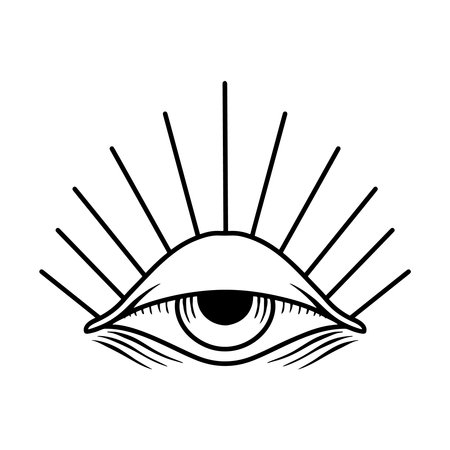 Illustration of an human eye in tattoo style. Vector design elementのイラスト素材