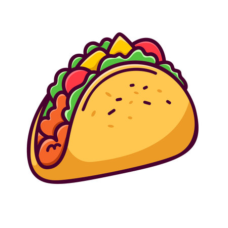 Illustration of taco in cartoon style.のイラスト素材
