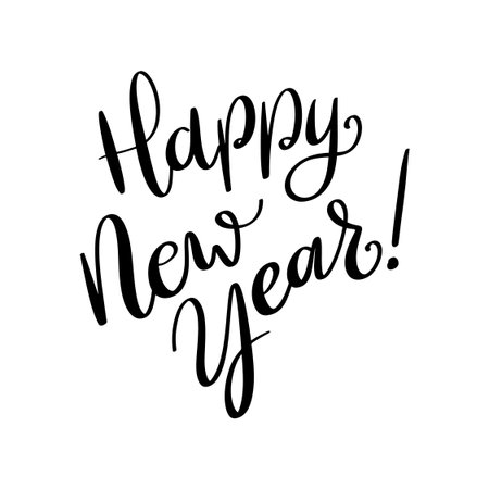 Happy new year. Lettering phrase on white background. Design element for poster, banner, t-shirt, card. Vector illustrationのイラスト素材