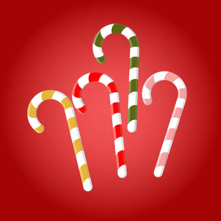 Candy canes isolated. Bright candies as a symbol of Christmas and New Year. Printable and isolated.のイラスト素材