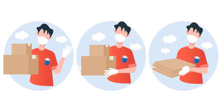 Safe delivery vector set illustration cartoon style. Flat illustration with safe delivery for banner design.のイラスト素材